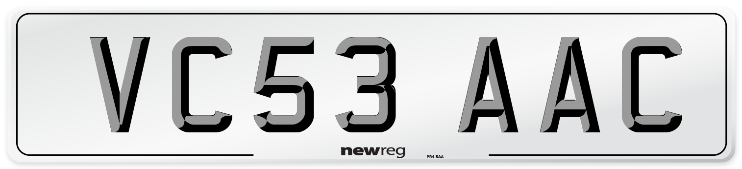 VC53 AAC Number Plate from New Reg